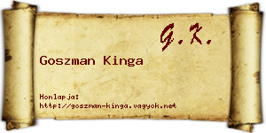 Goszman Kinga névjegykártya